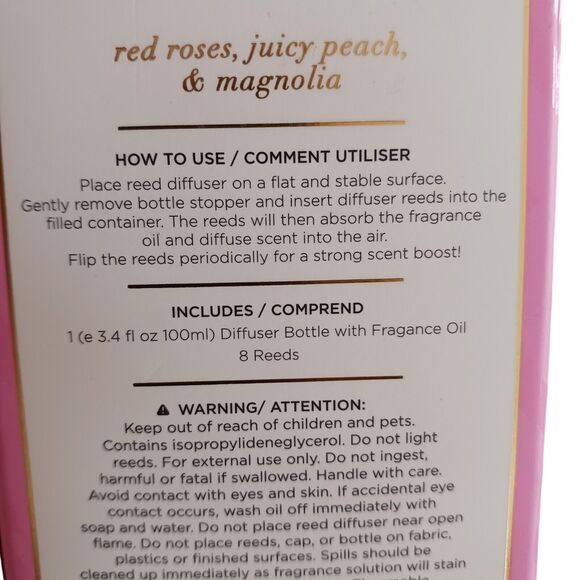 Juicy Couture 3.4 oz Reed Diffuser ROSE PEACH MAGNOLIA Hotel Spa Luxury Glam - Picture 15 of 16